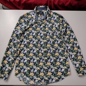 Report Collection Floral Button Down Shirt Small Men